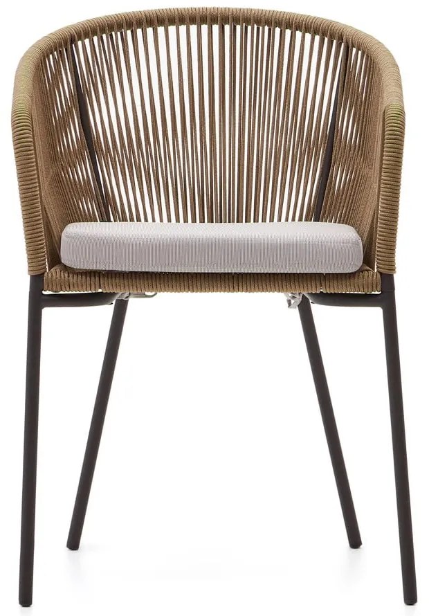 Beżowe metalowe/tapicerowane krzesło ogrodowe Yanet – Kave Home