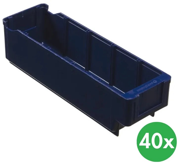 Regałowe pojemniki z tworzywa sztucznego MAX - 94 x 300 x 80 mm, 40 szt.