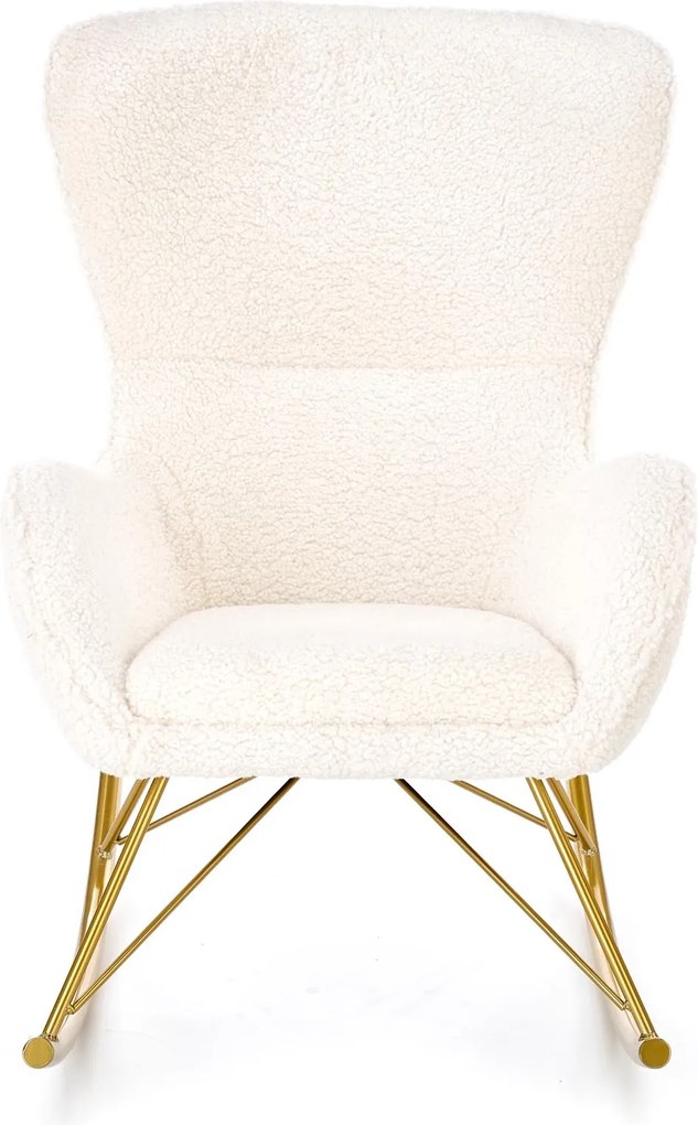 Nowoczesny fotel bujany na złotych płozach Liberto