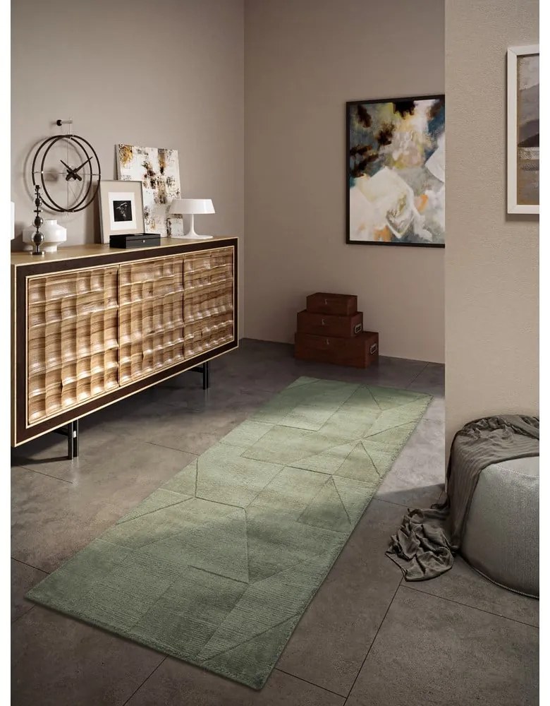 Zielony wełniany chodnik tkany ręcznie 80x250 cm Ursule – Villeroy&amp;Boch
