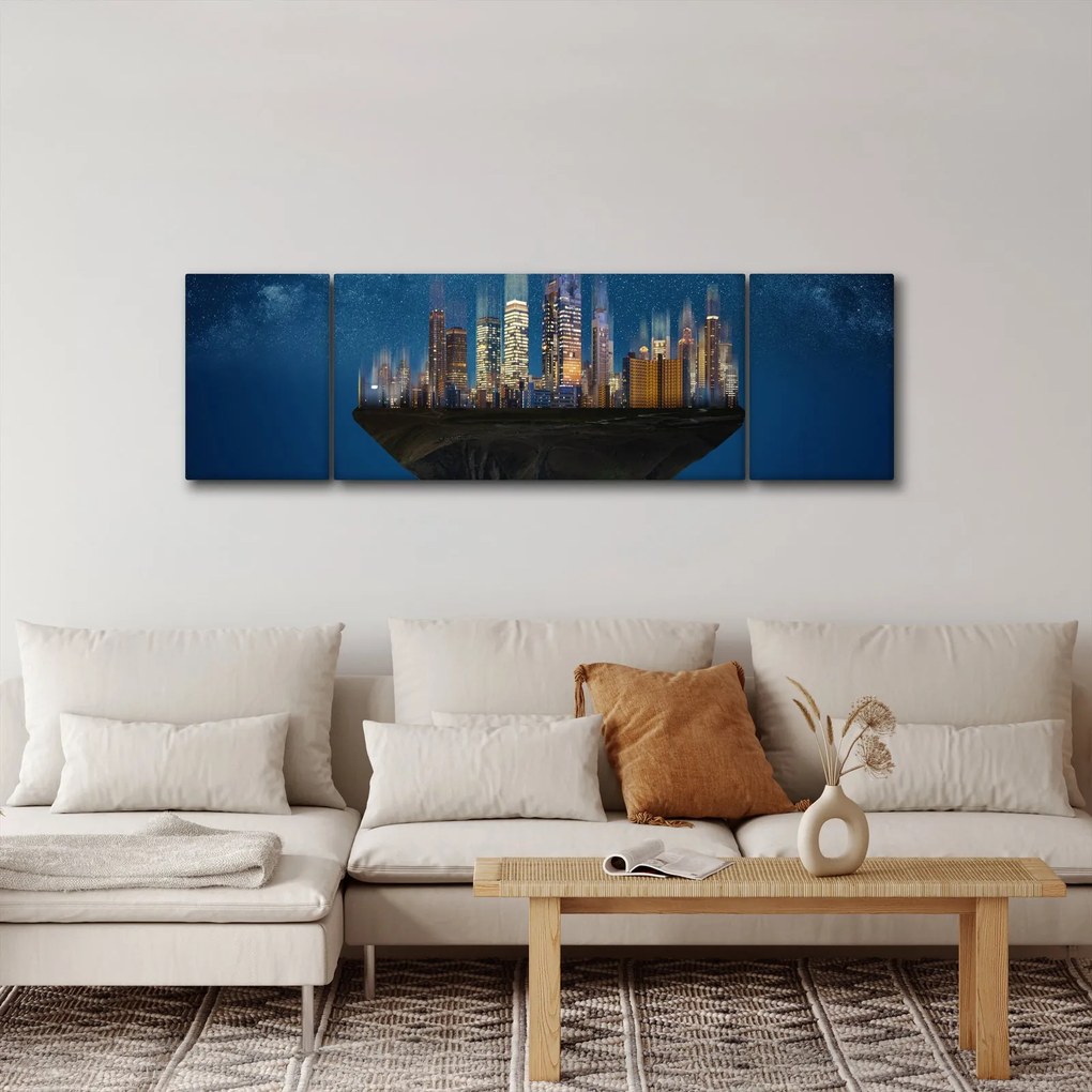 Obraz - Wielkie miasto unoszące się w kosmosie (170x50 cm)