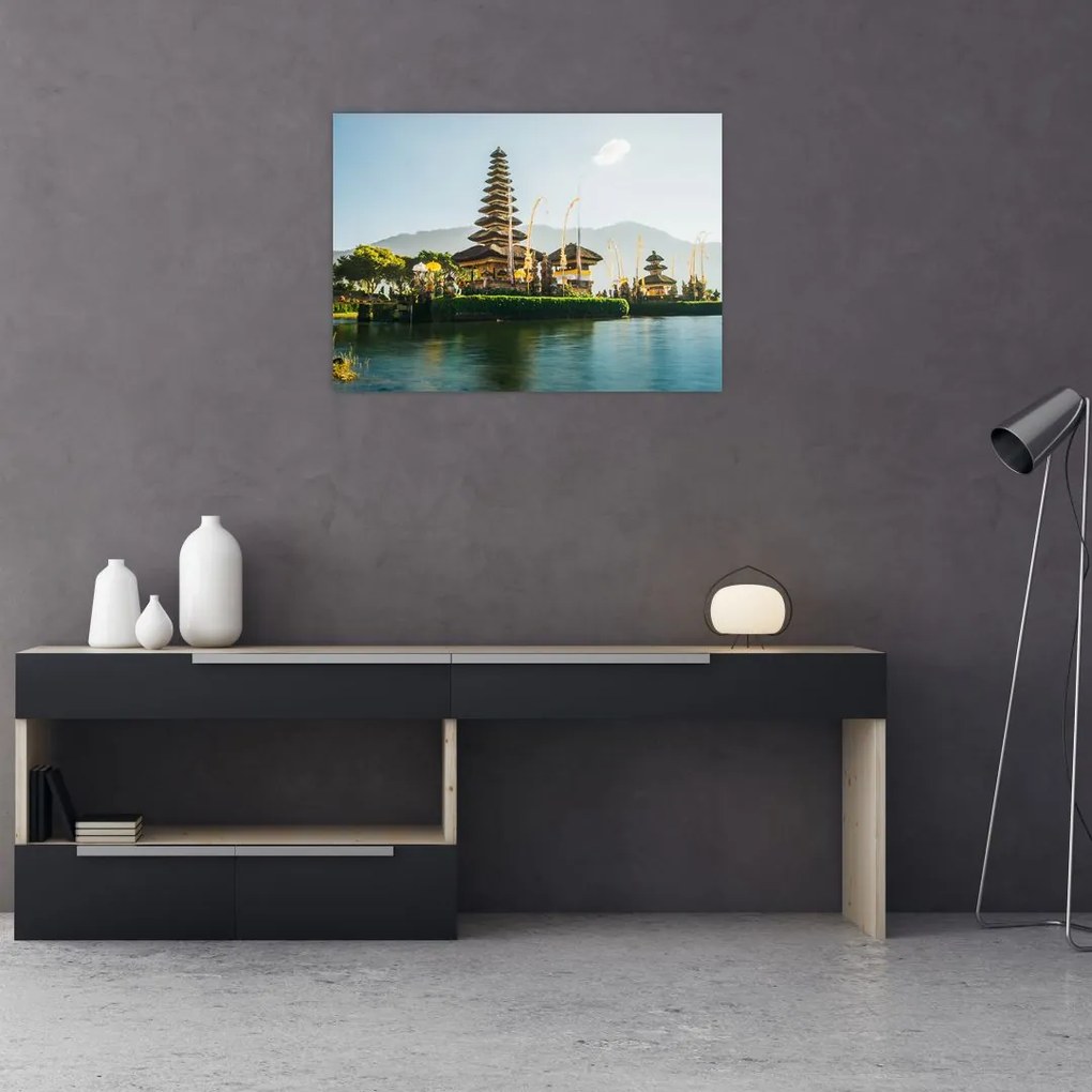 Obraz na szkle - góra Batur (70x50 cm)
