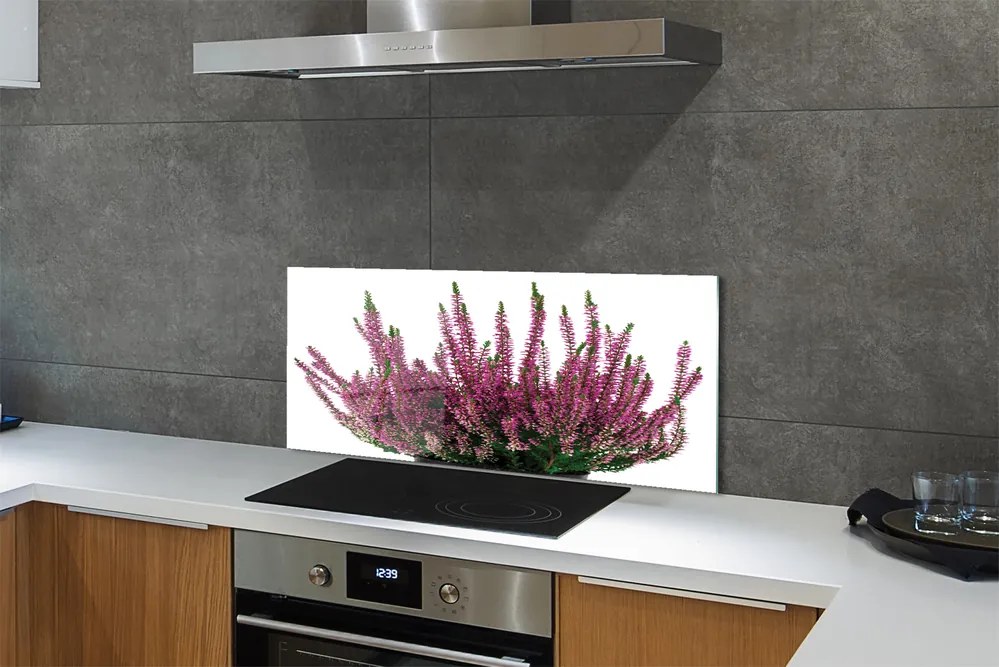 Szkło do Kuchni na Ścianę Kwiaty Wrzosu