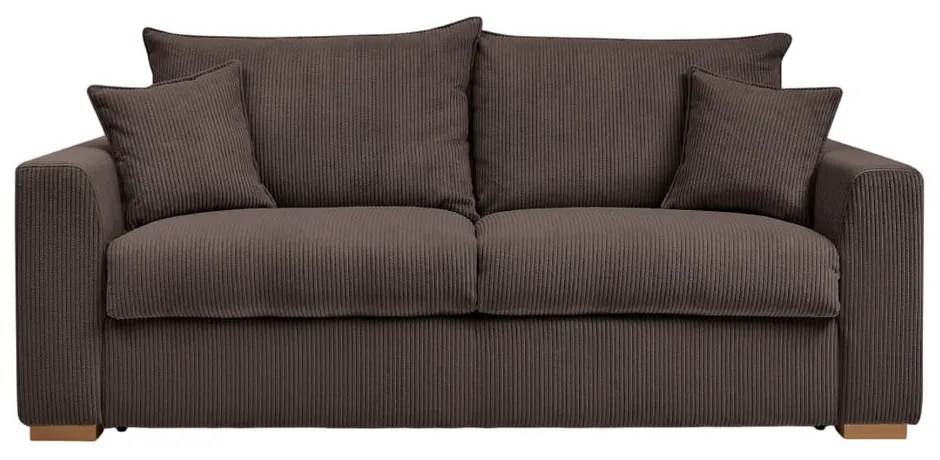 Brązowa sztruksowa rozkładana sofa 225 cm Augustin – Bobochic Paris