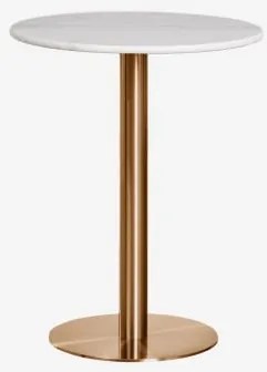 Okrągły Barowy Stół Z Naturalnego Kamienia Xiren Ø60 Cm & Czarny Marmur Marquina - Lodowcowa Biel - Sklum