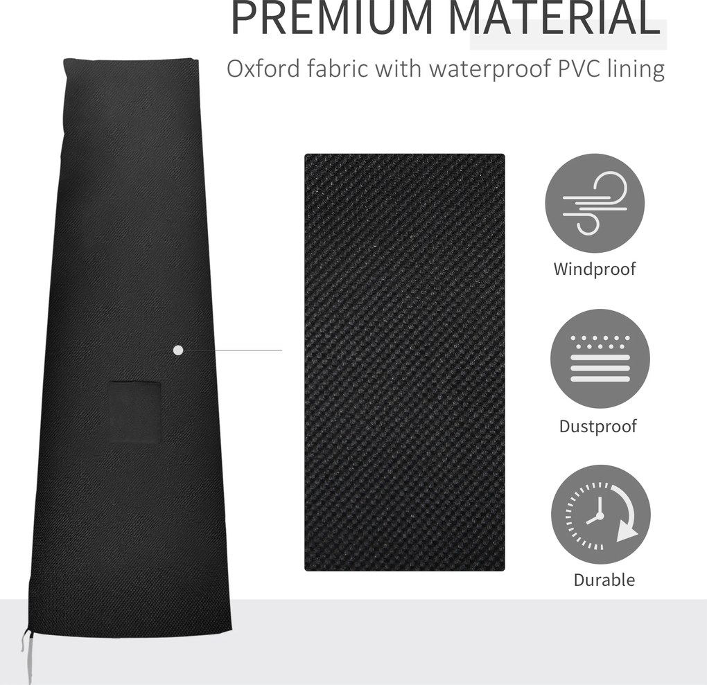 Outsunny Osłona na Parasole, Pokrowiec na Parasole, Odporny na Warunki Pogodowe, z Boczną Kieszenią, Czarny