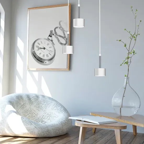Biało-srebrna wisząca lampa do salonu - N022 R5-L86