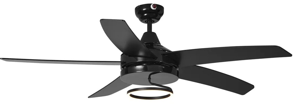 Czarny wentylator sufitowy 132 cm z LED i pilotem - Cool Anello