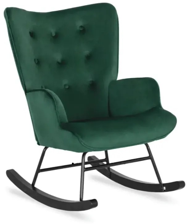 Zielony wypoczynkowy fotel bujany uszak R9-T88