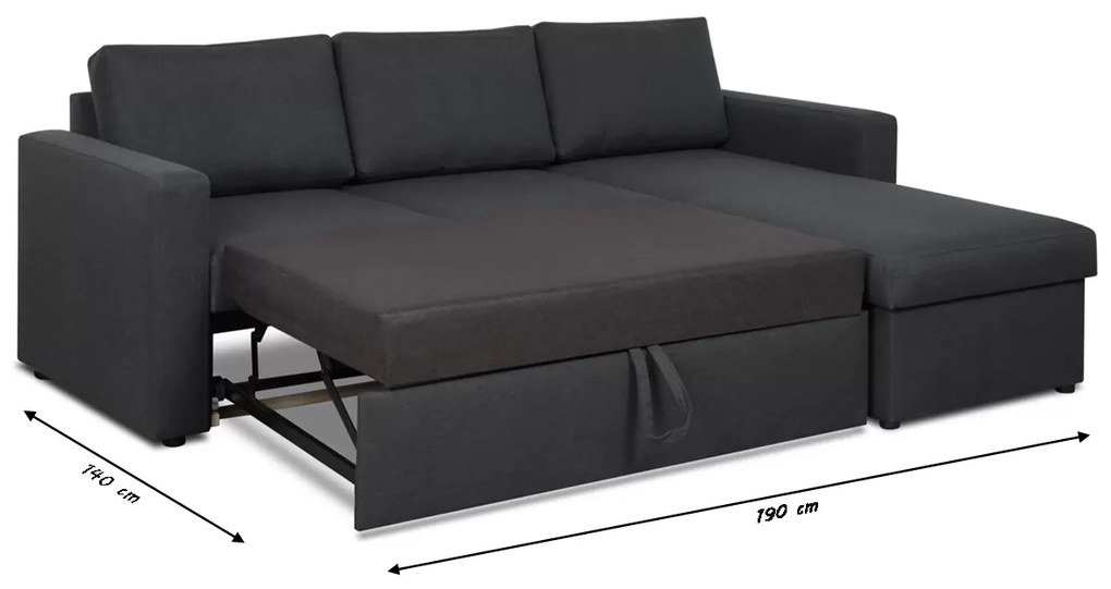 Narożnik z funkcją spania INARI Czarny