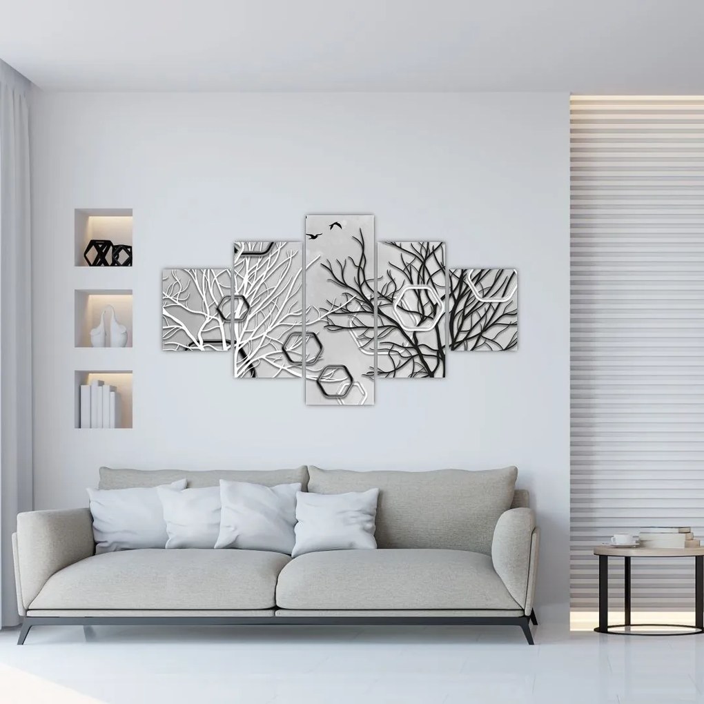 Abstrakcyjny obraz z drzewami (125x70 cm)
