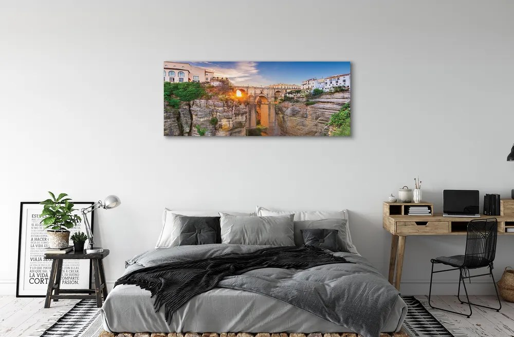 Zdjęcie na płótnie Most nad Rzeką o Zachodzie Słońca