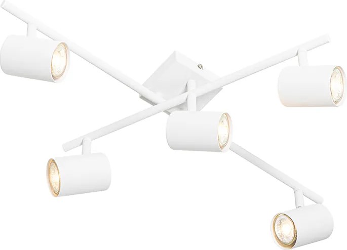 Nowoczesna lampa sufitowa biała 5-światłowa regulowana kwadratowa - Jeana