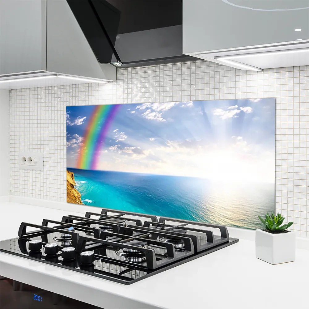 Panel Szklany do Kuchni Magiczna Tęcza nad Oceanem