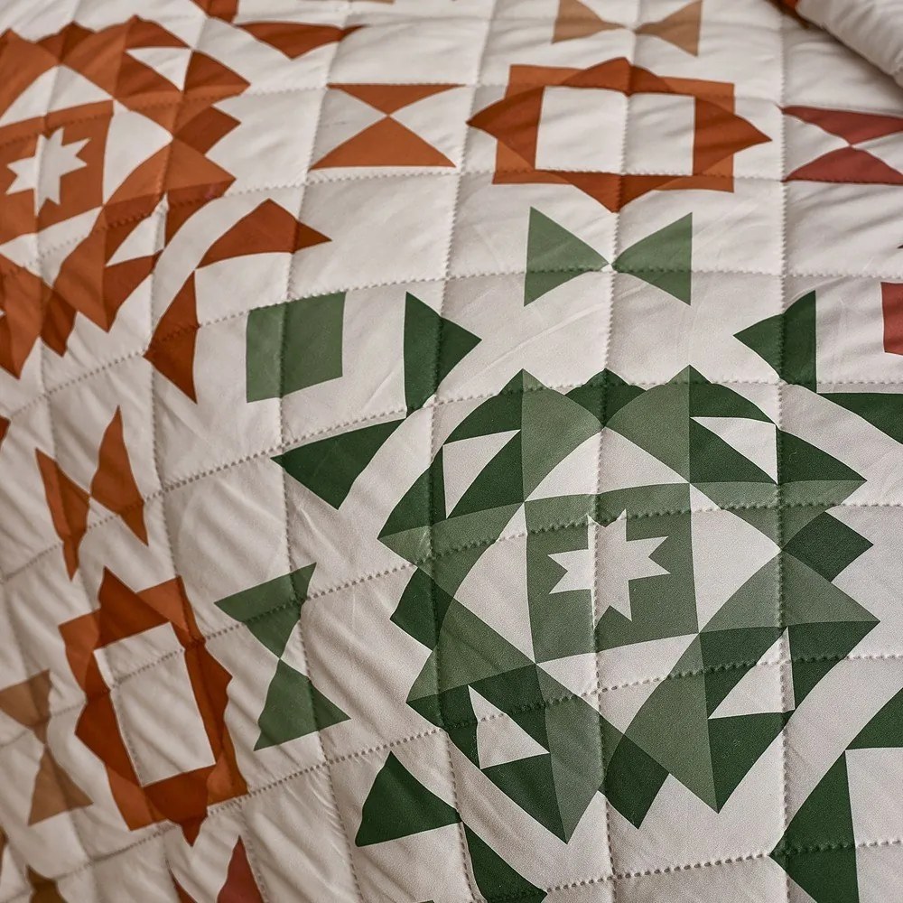 Beżowa narzuta pikowana 220x230 cm Autumn Patchwork Geo – Catherine Lansfield