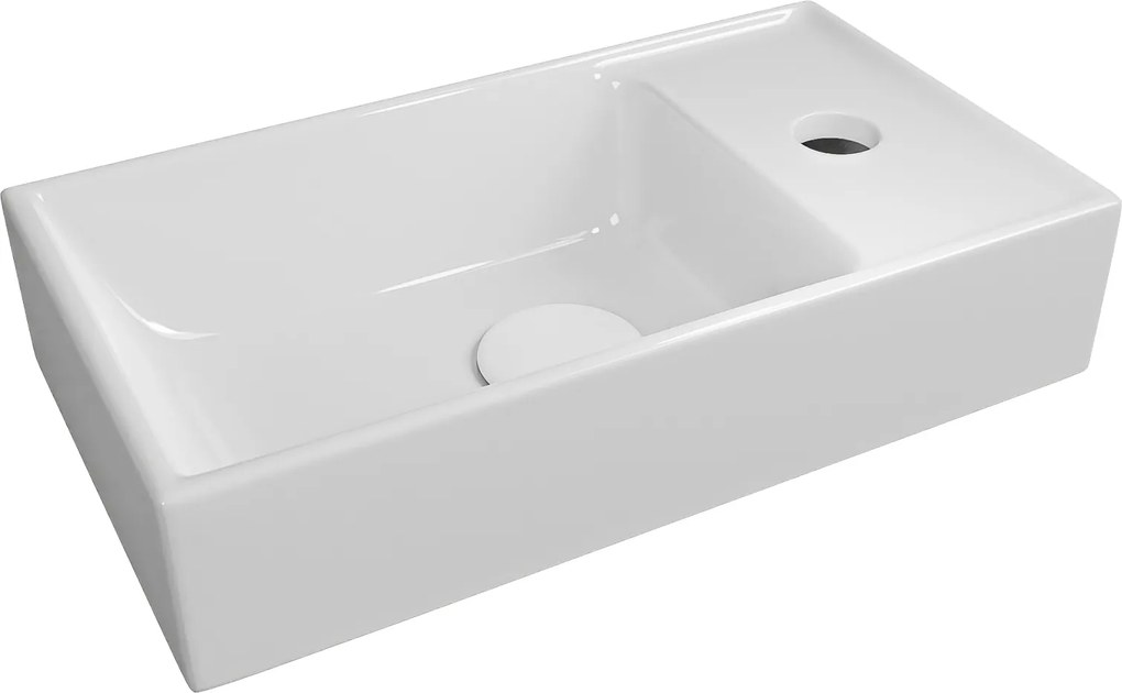 Umywalka z konglomeratu blatowa prostokątna biała 40 x 22 cm NAVI do małej łazienki