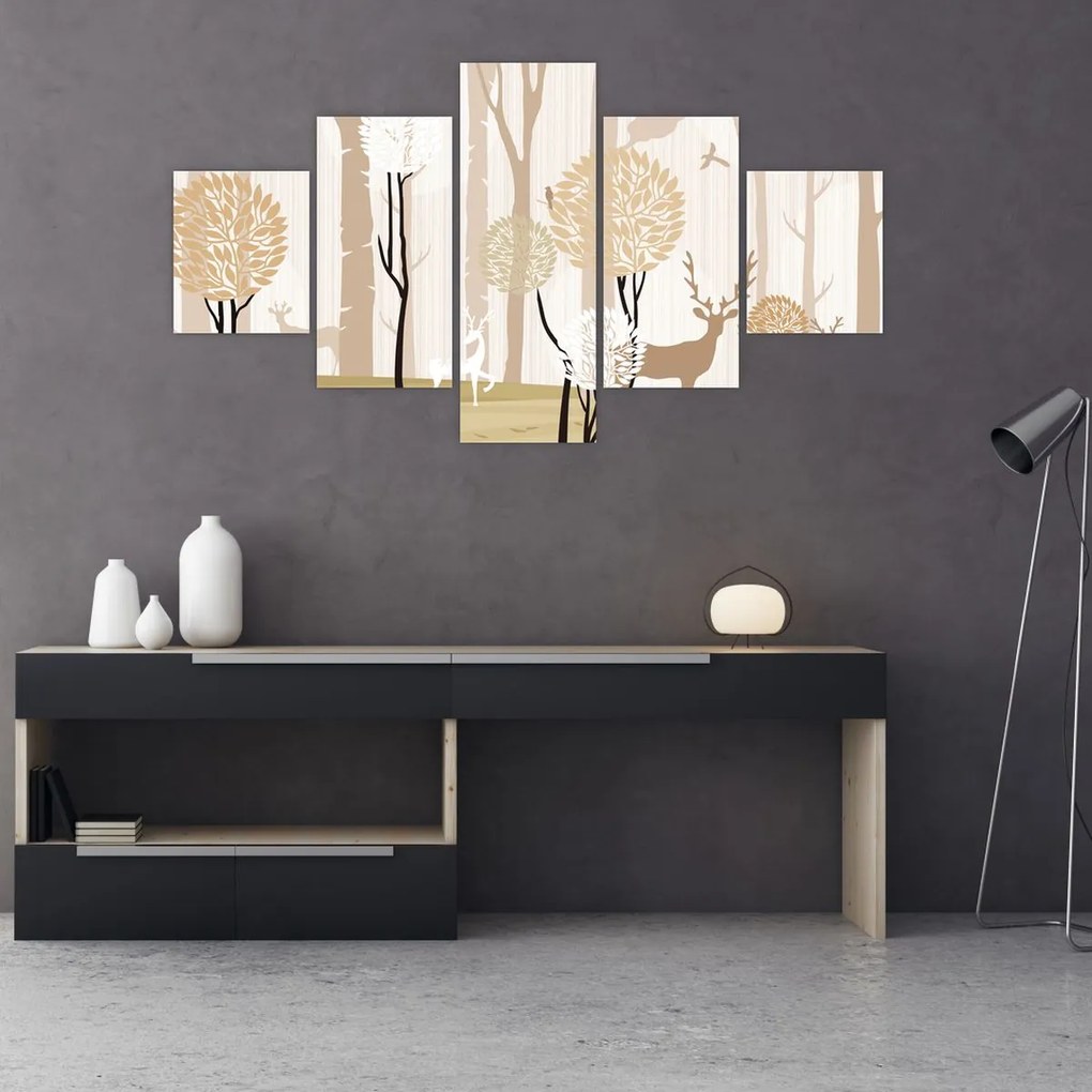 Obraz - Ilustrowany las (125x70 cm)