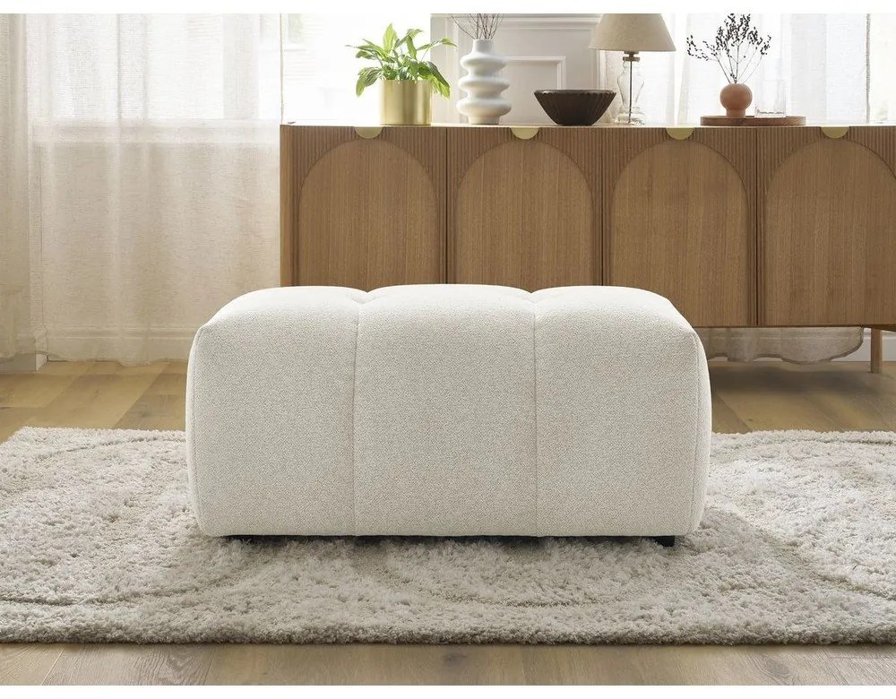 Biały podnóżek z tkaniny szenilowej Roxelane – Bobochic Paris