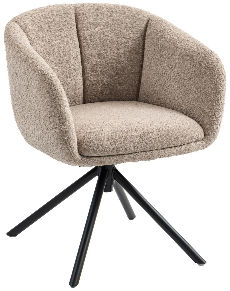 HOMCOM Fotel, Siedzisko z wygodnym siedziskiem, obrotowy, miękki pokrycie, do 120 kg, Jasnobrązowy