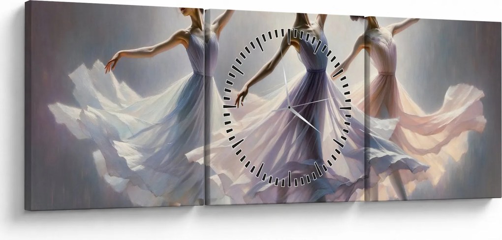 Obraz - Trzy baletki (z zegarem) (90x30 cm)