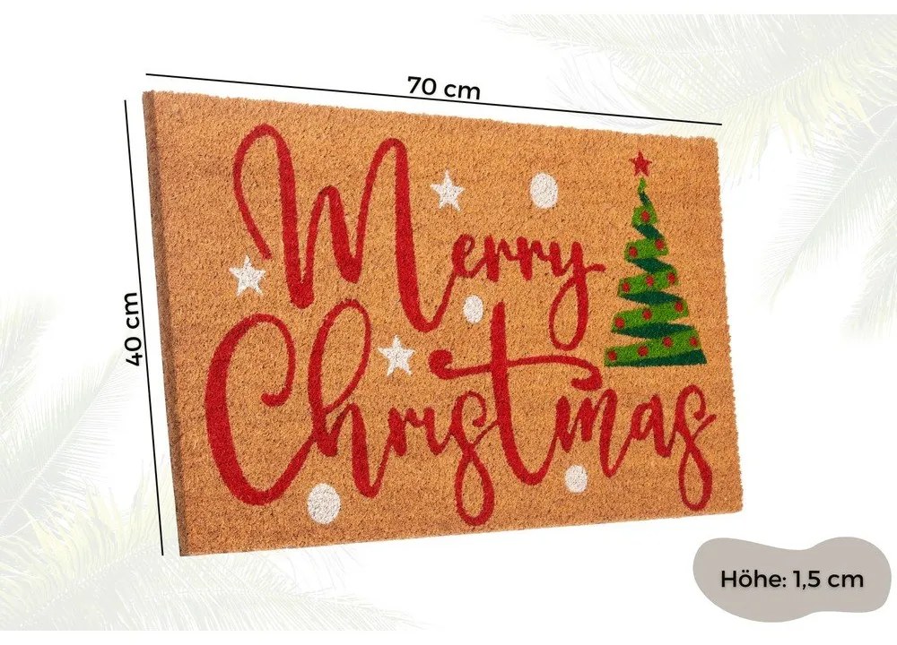 Wycieraczka z włókna kokosowego ze świątecznym motywem 40x70 cm Merry Christmas – Hanse Home