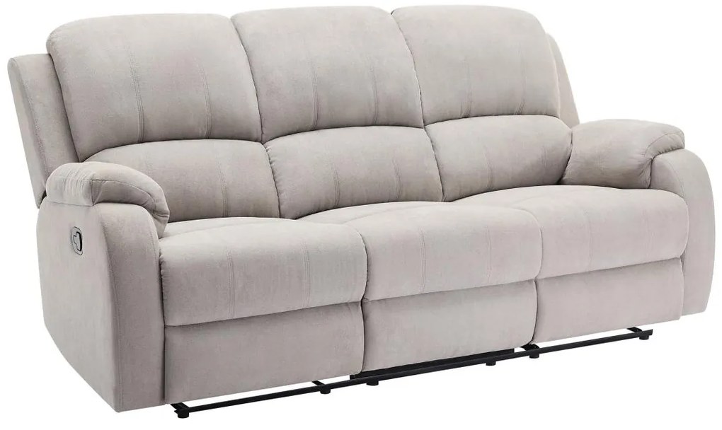 Kanapa 3-osobowa z funkcją relax z jasnoszarej mikrofibry - BRODY