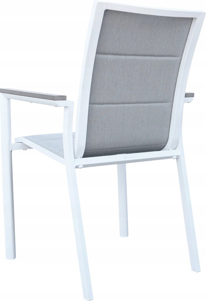 Krzesło ogrodowe aluminiowe białe 56x65x88 cm komfortowe wytrzymałe pianka