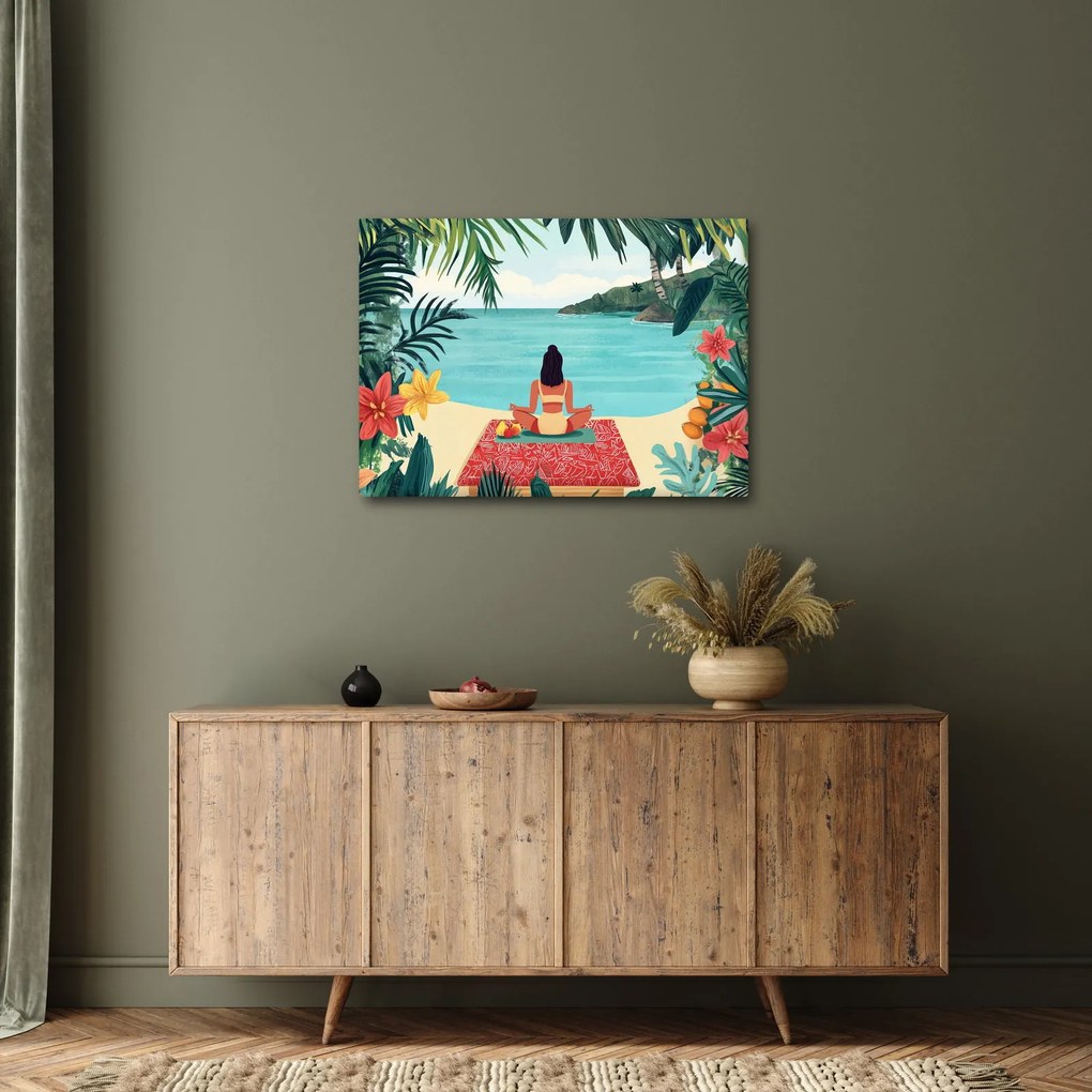 Obraz - Joginka na plaży (70x50 cm)