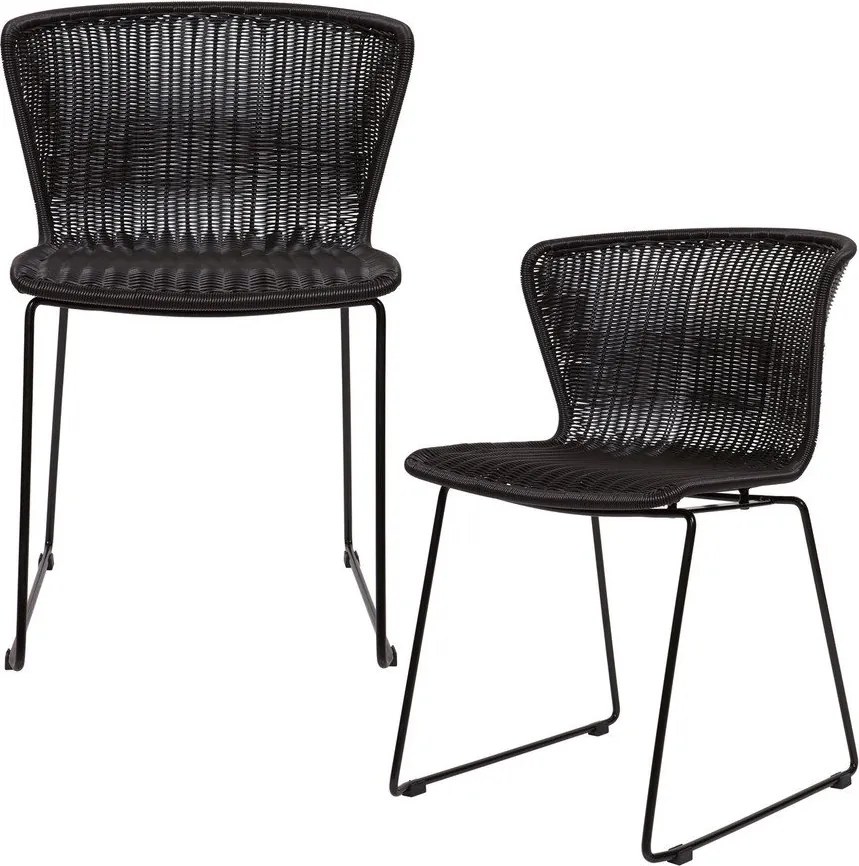 Czarne krzesła ogrodowe ze sztucznego rattanu zestaw 2 szt. Wings – WOOOD