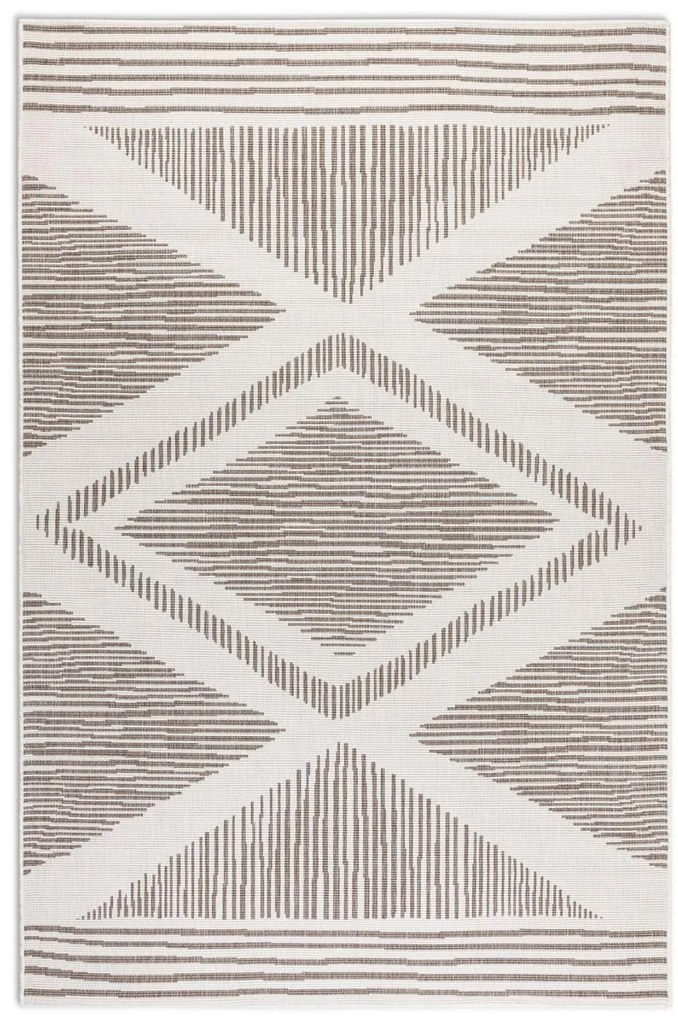 Dywan dwustronny zewnętrzny Gemini romby brązowo-kremowy 200 cm x 290 cm