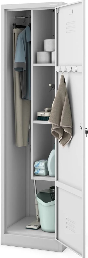 Metalowa szafa gospodarcza wąska Agnes 50x50x185 cm, szara