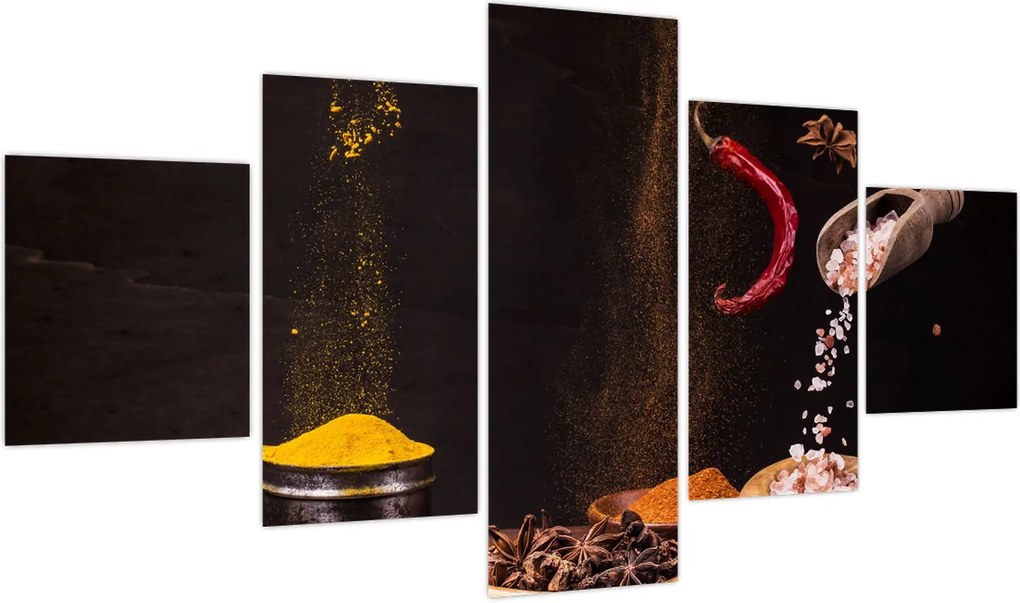 Obraz - Przyprawy w ruchu (125x70 cm)