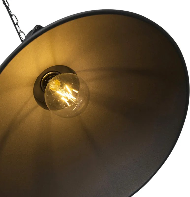 Inteligentna lampa wisząca w stylu industrialnym czarna w komplecie z żarówką A60 WiFi 38,5 cm - Sicko