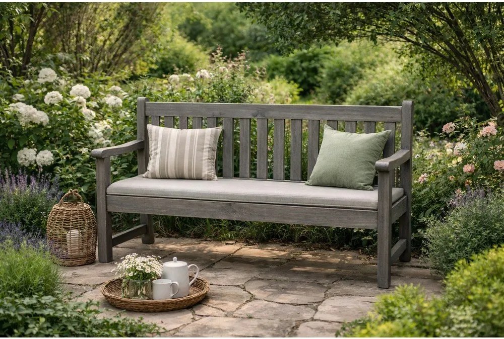 Szara drewniana ławka ogrodowa London – Rojaplast