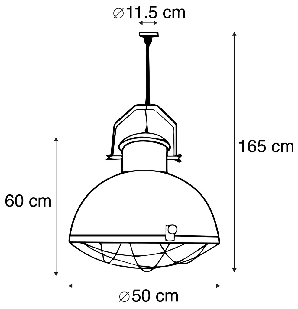 Industrialna lampa wisząca rdzawo-brązowa ze złotym wnętrzem - EnginePrzemysłowy Oswietlenie wewnetrzne