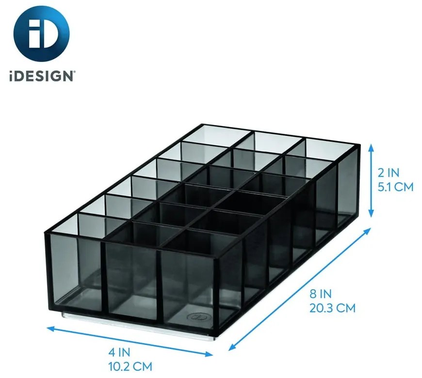 Organizer łazienkowy na kosmetyki z plastiku z recyklingu w kolorze matowej czerni Lip Station – iDesign