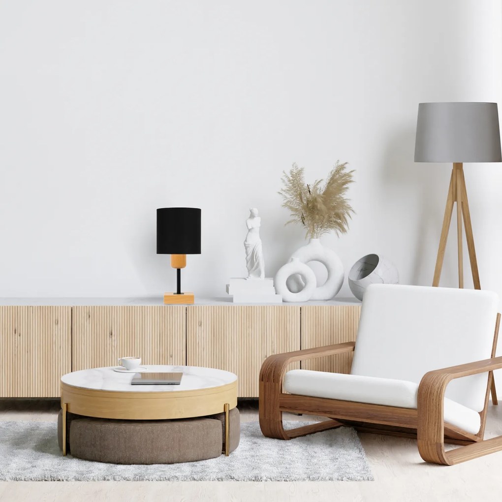 Lampka nocna stołowa CL-TI-DSC10x10BU-SC buk czarna 1xE27