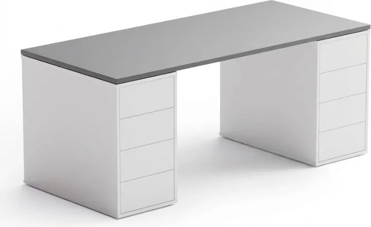 Biurko z przestrzenią do przechowywania BLOCK B03, 180x80 cm, biały/grafit