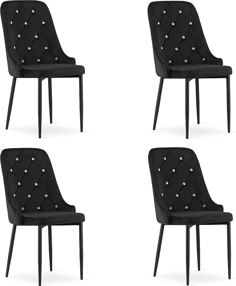 Krzesło Valora REMI Velvet czarne z metalowymi nogami x4