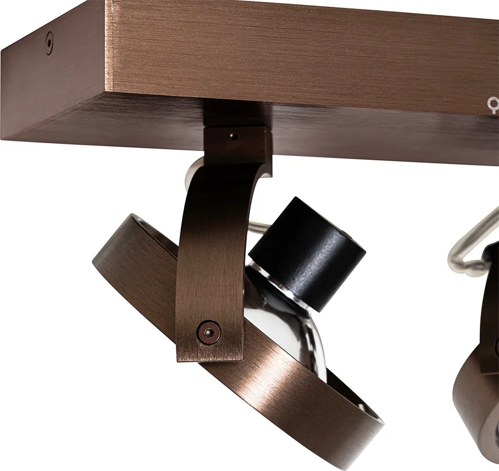 Designerski reflektor szynowy ciemny brąz 2-światła obrotowy i pochylany - Go