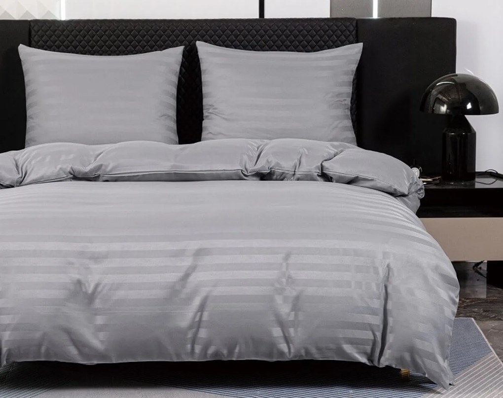 PrzytulneMieszkanie.pl PrzytulneMieszkanie.pl Hotelowa pościel z mikrofibry JASMINE jasnoszary - pasek 2 cm Rozmiar pościeli: 2 szt 70 x 90 cm | 200 x 220 cm