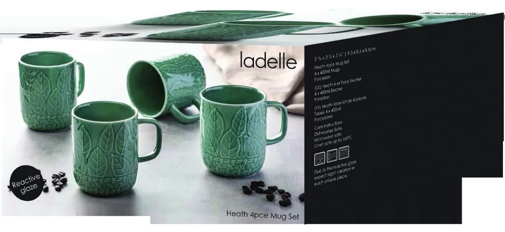 Turkusowe porcelanowe kubki zestaw 4 szt. 400 ml Heath Jade – Ladelle