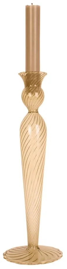 Jasnobrązowy szklany świecznik PT LIVING Swirl, wys. 26,5 cm