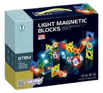 Woopie klocki magnetyczne tor kulkowy świetlny 49 el.