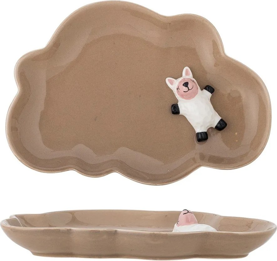 Brązowy kamionkowy talerz dla dzieci 14x20 cm Dolly – Bloomingville Mini