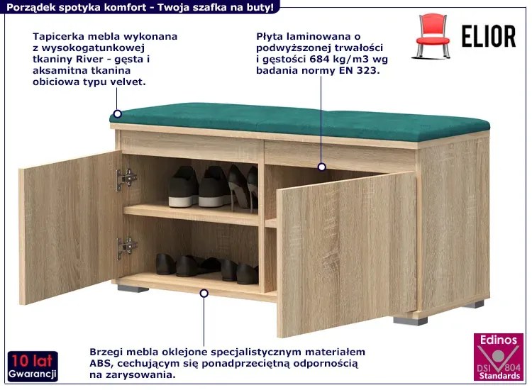 Szafka na buty z drzwiczkami dąb sonoma + zielony - Risix 3X