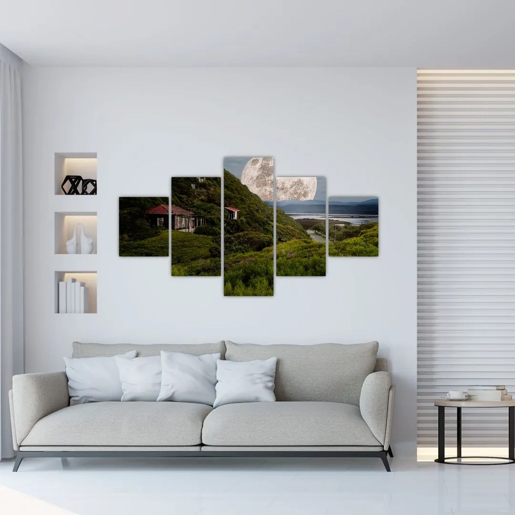 Obraz krajobrazu z księżycem (125x70 cm)