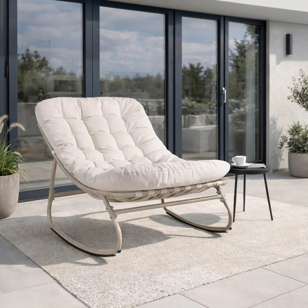 Fotel Bujany Wypoczynkowy AURORA na Płozach Beżowy/Kaszmir Nowoczesny