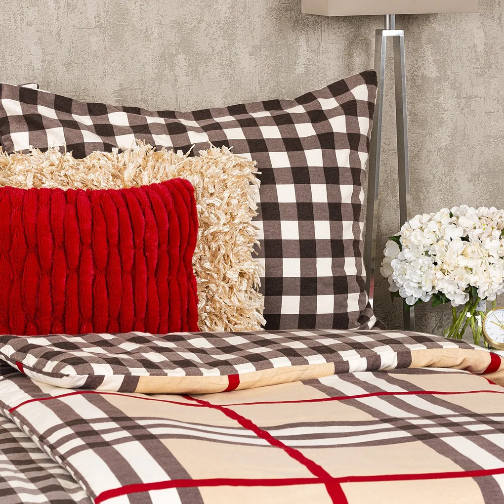 4Home Pościel flanelowa Krata, 140 x 220 cm, 70 x 90 cm, 140 x 220 cm, 70 x 90 cm