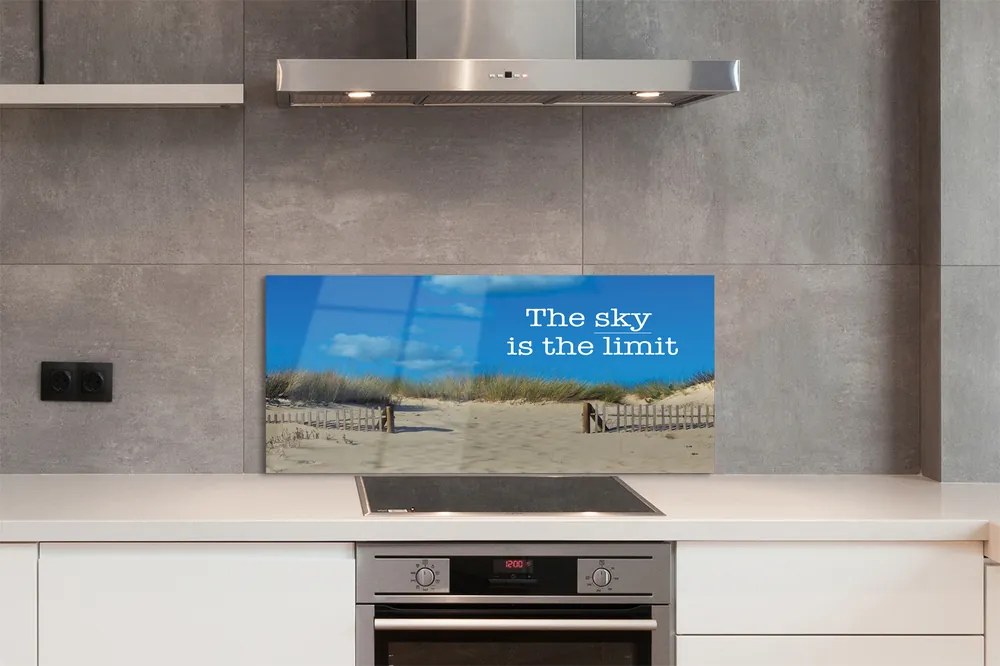 Szklany Panel Napis na Piaszczystej Plaży